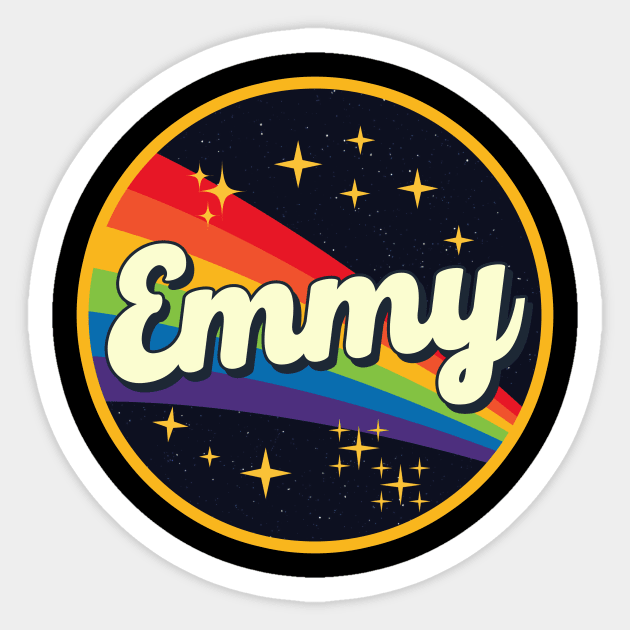 Emmy // Rainbow In Space Vintage Style Sticker by LMW Art